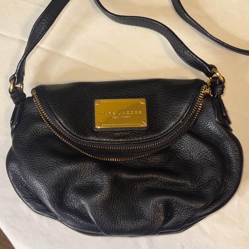 Marc Jacobs Black Crossbody Bag with Gold Accents